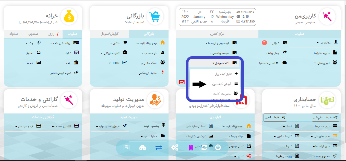 گزارشات اعتبار در نرم افزار هما